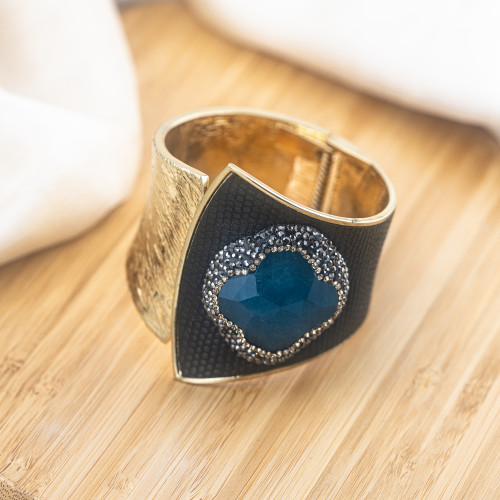 Bracelet en bronze avec pierres et marcassite dorée MOD.611