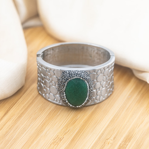 Bracelet en bronze rhodié avec pierres et marcassite MOD.571