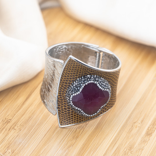 Bracelet en bronze rhodié avec pierres et marcassite MOD.594