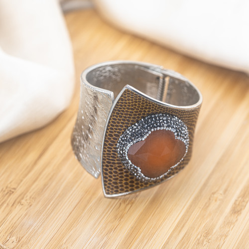 Bracelet en bronze rhodié avec pierres et marcassite MOD.598