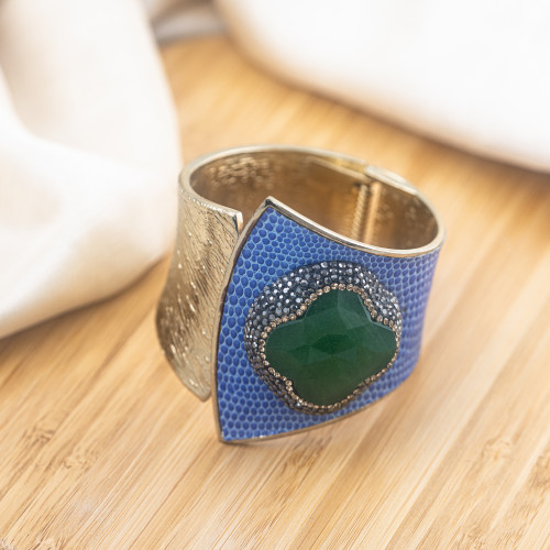 Bracelet en bronze rhodié avec pierres et marcassite MOD.604