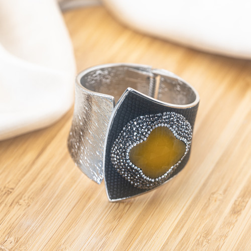 Bracelet en bronze rhodié orné de pierres et de marcassite MOD.628