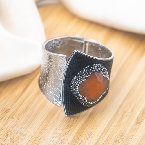 Bracelet en bronze rhodié avec pierres et marcassite MOD.629