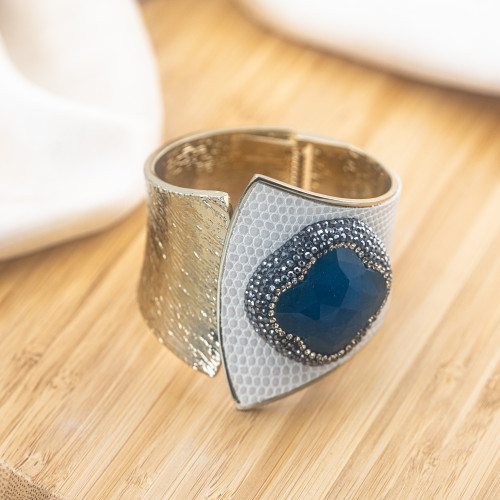 Bracelet en bronze rhodié orné de pierres et de marcassite MOD.633