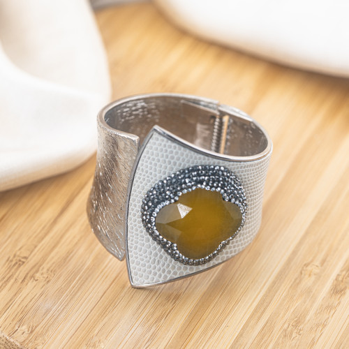 Bracelet en bronze avec pierres et marcassite rhodiée MOD.637