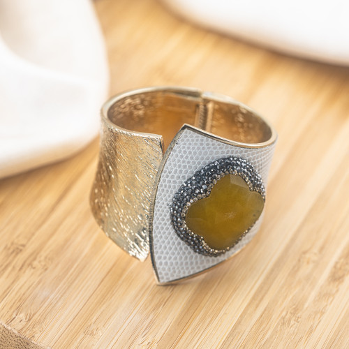 Bracelet en bronze rhodié avec pierres et marcassite MOD.644