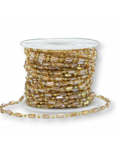 Catena Rosario Con Cristalli Cilindro e Ottone 2,5mm 1 Metro Champagne AB-CATENE A METRAGGIO | Worldofjewel.com