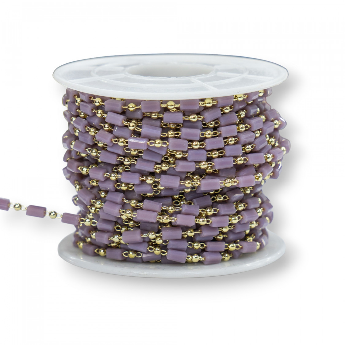 Catena Rosario Con Cristalli Cilindro e Ottone 2,5mm 1 Metro Glicine-CATENE A METRAGGIO | Worldofjewel.com