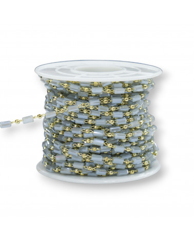 Catena Rosario Con Cristalli Cilindro e Ottone 2,5mm 1 Metro Grigio AB-CATENE A METRAGGIO | Worldofjewel.com