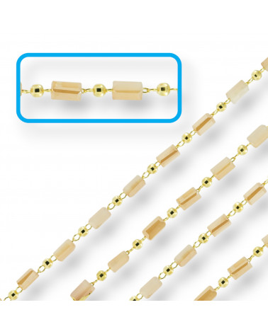 Catena Rosario Con Cristalli Cilindro e Ottone 2,5mm 1 Metro Pesca-CATENE A METRAGGIO | Worldofjewel.com