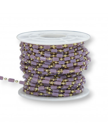 Catena Rosario Con Cristalli Cilindro e Ottone 2,5mm 10 Metri Glicine-CATENE ROSARIO CON PIETRE | Worldofjewel.com