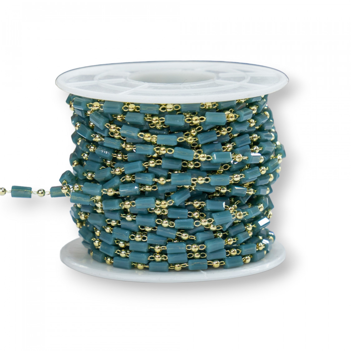 Catena Rosario Con Cristalli Cilindro e Ottone 2,5mm 10 Metri Verde Ottanio-CATENE ROSARIO CON PIETRE | Worldofjewel.com Catena Rosario Con Cristalli Cilindro e Ottone 2,5mm 10 Metri Verde Ottanio-CATENE ROSARIO CON PIETRE | Worldofjewel.com