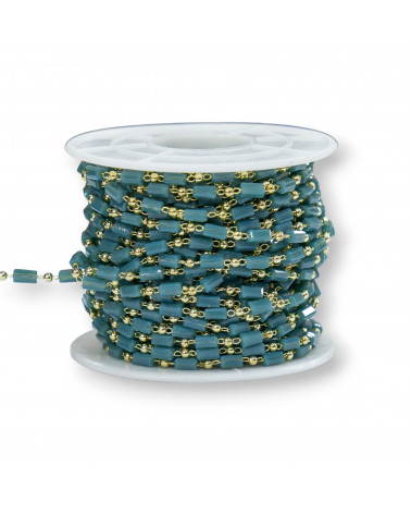 Catena Rosario Con Cristalli Cilindro e Ottone 2,5mm 10 Metri Verde Ottanio-CATENE ROSARIO CON PIETRE | Worldofjewel.com