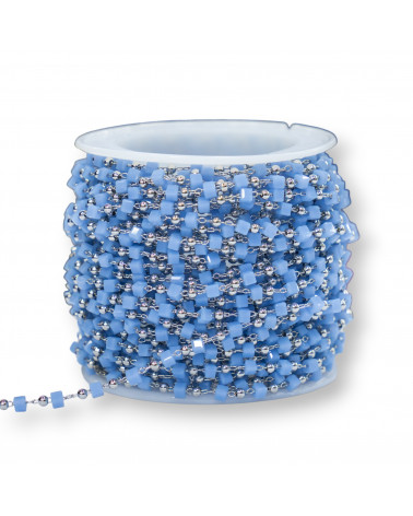 Catena Rosario Con Cristalli Cubetti e Ottone 2mm 1 Metro Rodiato Indaco-CATENE A METRAGGIO | Worldofjewel.com