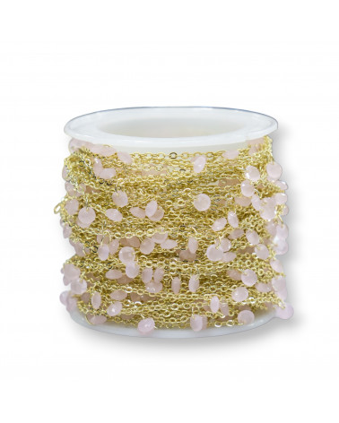 Catena Rosario Con Cristalli Dischi 4mm e Ottone 10 Metri Rosa-CATENE ROSARIO CON PIETRE | Worldofjewel.com