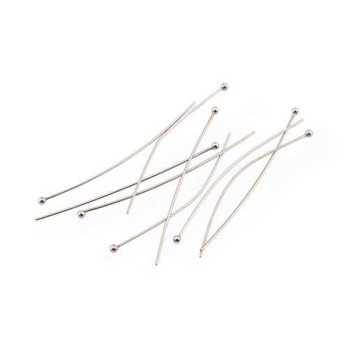 Brass Pins Round Head Ball 0.7x50mm 1 kg Rhodium Plated