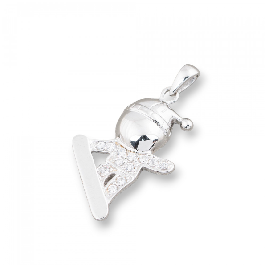 Pendentif en argent 925 représentant un garçon et un snowboard, orné de zircons, 15 x 30 mm-ARGENT 925 DESIGN ITALIE | Worldofjewel.com
