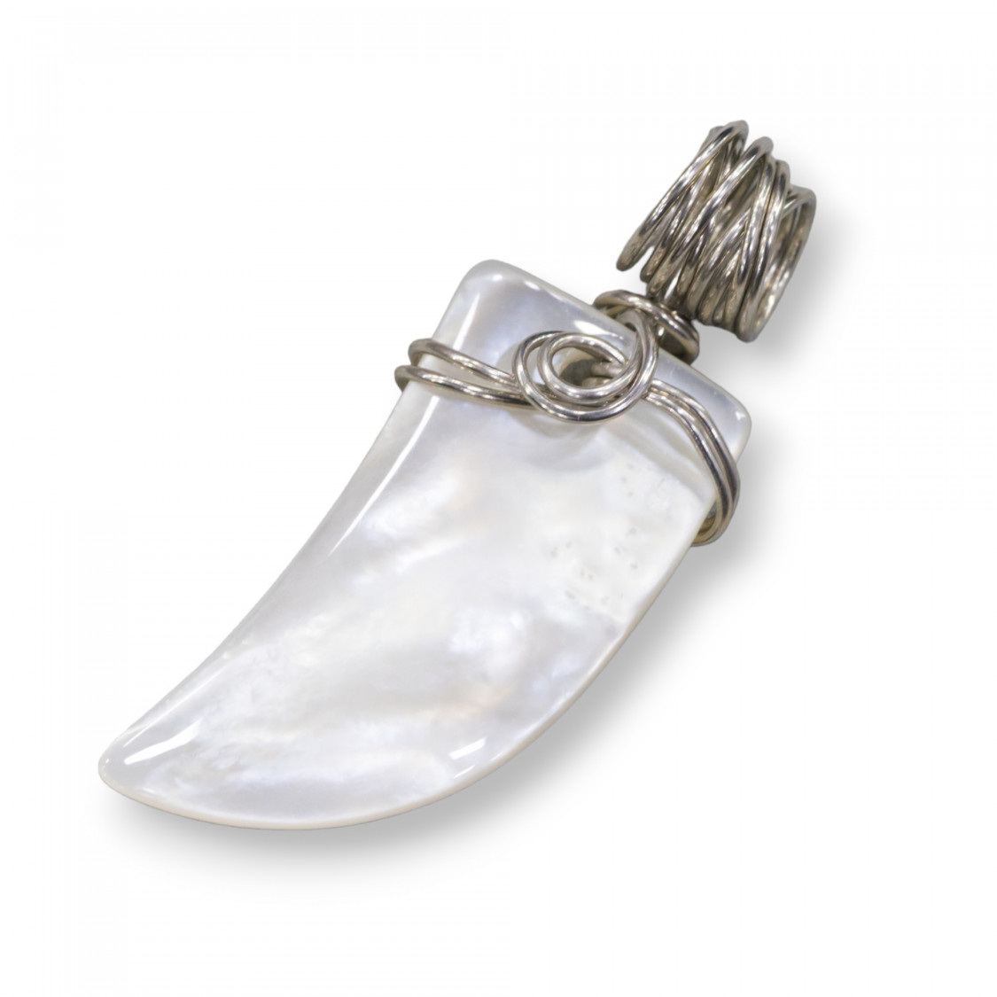 Anhänger aus 925er Sterlingsilber mit Perlmutt-Horn, 16 x 43 mm-SILBER 925 DESIGN ITALIEN | Worldofjewel.com