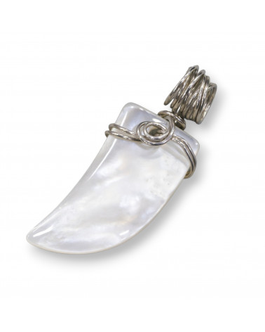 Ciondolo Pendente Di Argento 925 A Corno Di Madreperla 16x43mm-PLATA 925 DISEÑO ITALIA | Worldofjewel.com