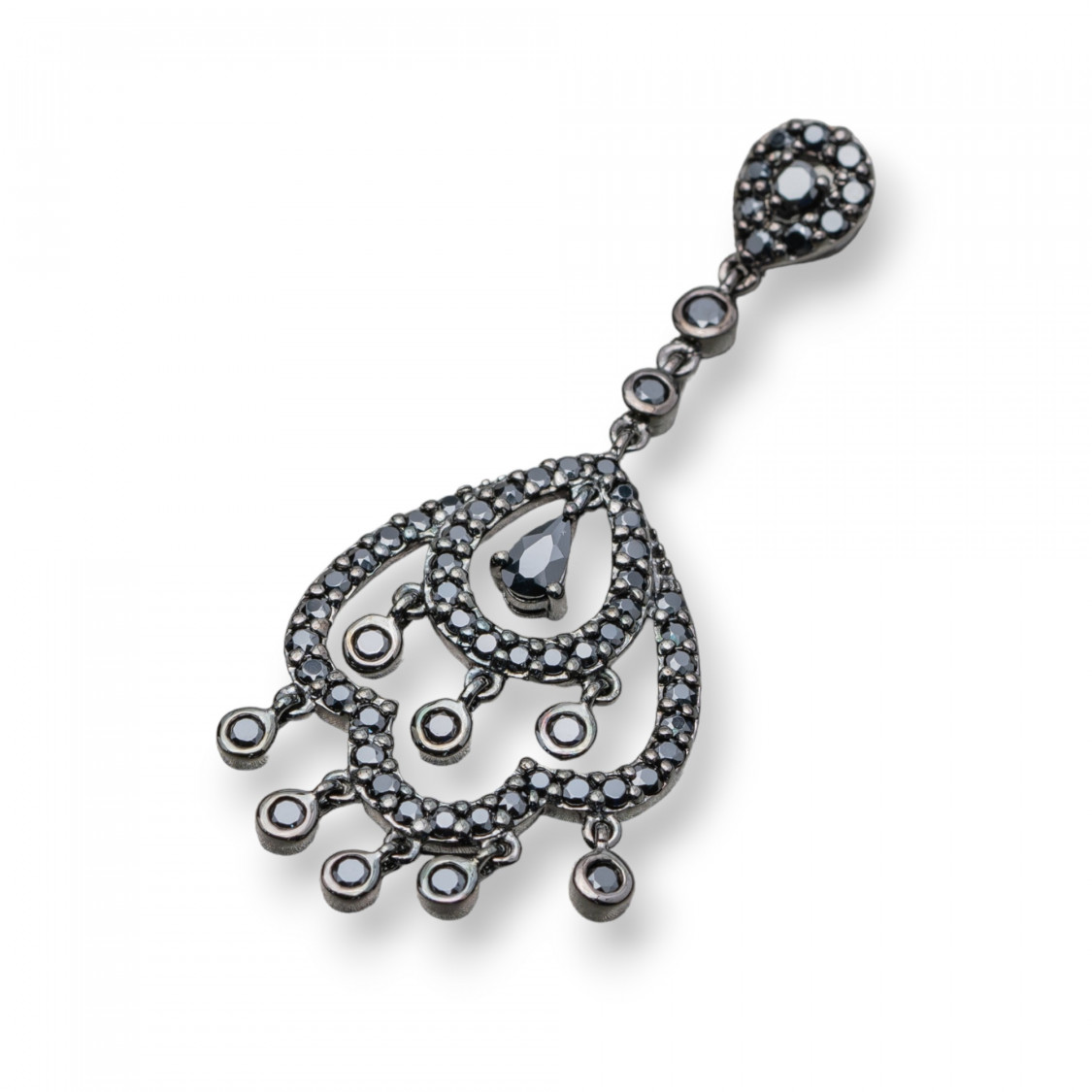 Ciondolo Pendente Di Argento 925 Brunito Con Zirconi Neri Chandelier Gotico 1Pz-ΑΣΗΜΙ 925 ΣΧΕΔΙΟ ΙΤΑΛΙΑ | Worldofjewel.com