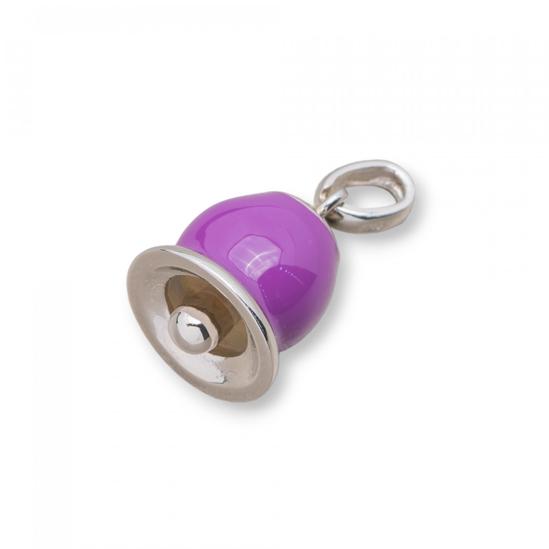 Ciondolo Pendente Di Argento 925 Campanella Smaltata 11x20mm Viola-SILBER 925 DESIGN ITALIEN | Worldofjewel.com