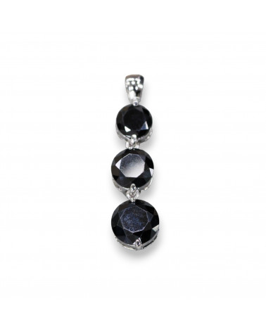 Ciondolo Pendente Di Argento 925 Con 3 Gemme Termodiffuse Incastonate Nero 8x29mm-SILVER 925 DESIGN ITALY | Worldofjewel.com