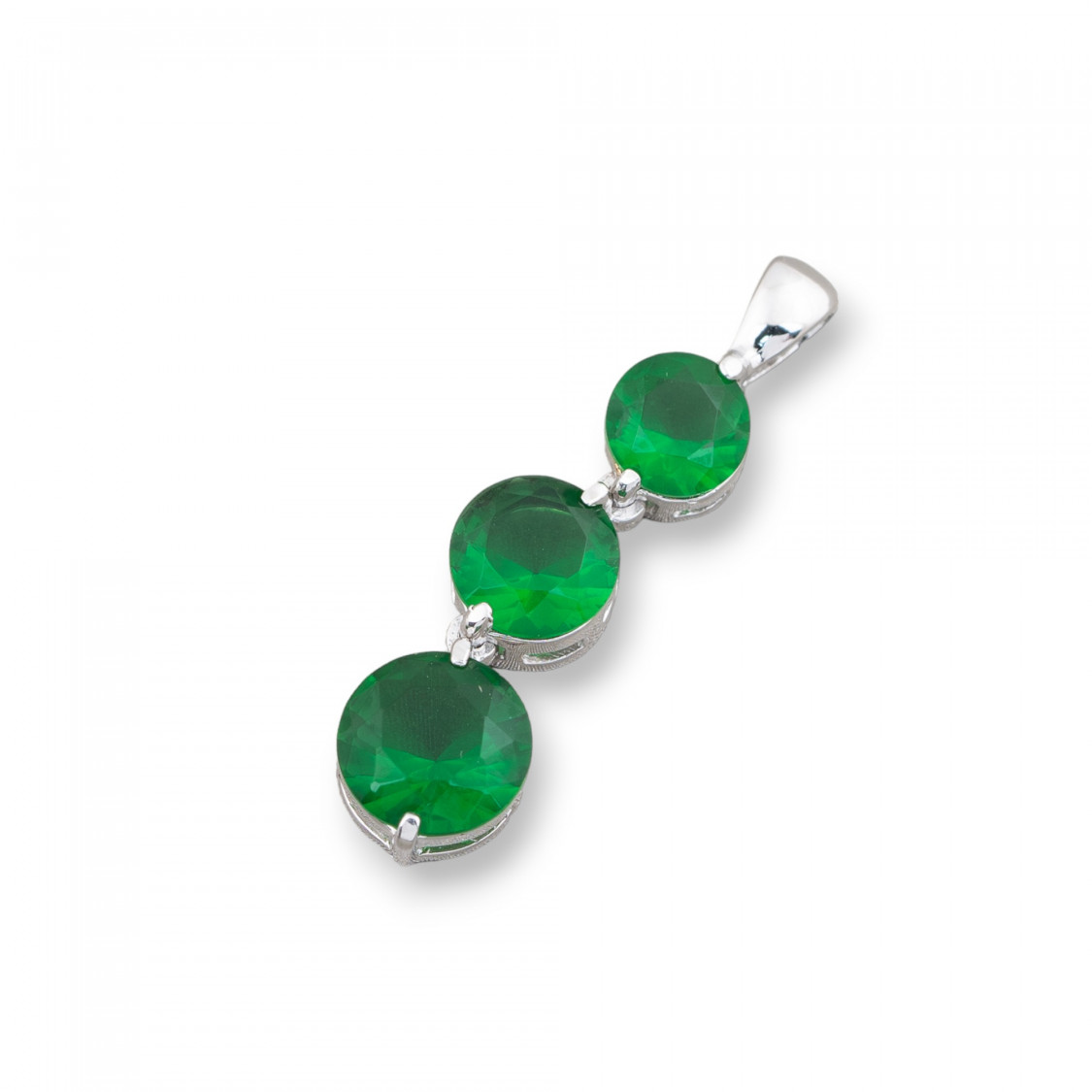 Ciondolo Pendente Di Argento 925 Con 3 Gemme Termodiffuse Incastonate Verde 8x29mm-ARGENTO 925 DESIGN ITALY | Worldofjewel.com Ciondolo Pendente Di Argento 925 Con 3 Gemme Termodiffuse Incastonate Verde 8x29mm-ARGENTO 925 DESIGN ITALY | Worldofjewel.com