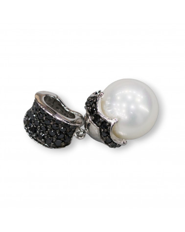 Ciondolo Pendente Di Argento 925 Con Perle Di Maiorca 12x28mm Bianco-SILBER 925 DESIGN ITALIEN | Worldofjewel.com