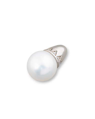 Ciondolo Pendente Di Argento 925 Con Perle Di Maiorca 14x23mm-ARGENTO 925 DESIGN ITALY | Worldofjewel.com