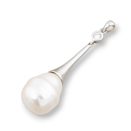 Ασημένιο μενταγιόν 925 με μαργαριτάρια Μαγιόρκα 16x55mm