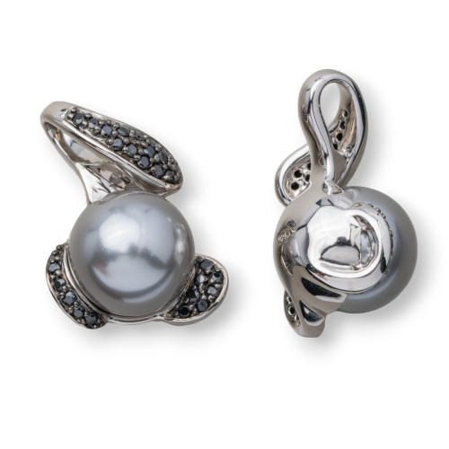 Pendentif en argent 925 avec perles de Majorque 17x40mm