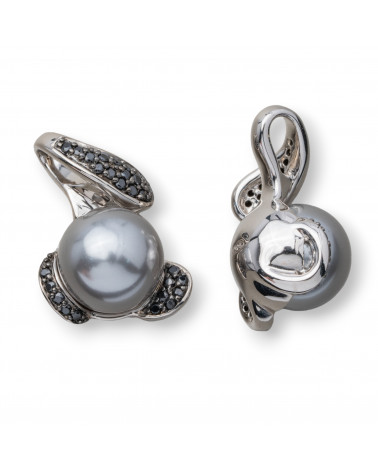 Ciondolo Pendente Di Argento 925 Con Perle Di Maiorca 17x40mm-ΑΣΗΜΙ 925 ΣΧΕΔΙΟ ΙΤΑΛΙΑ | Worldofjewel.com