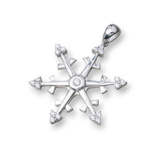 Colgante de plata 925 con circonitas en forma de copo de nieve de 30 mm