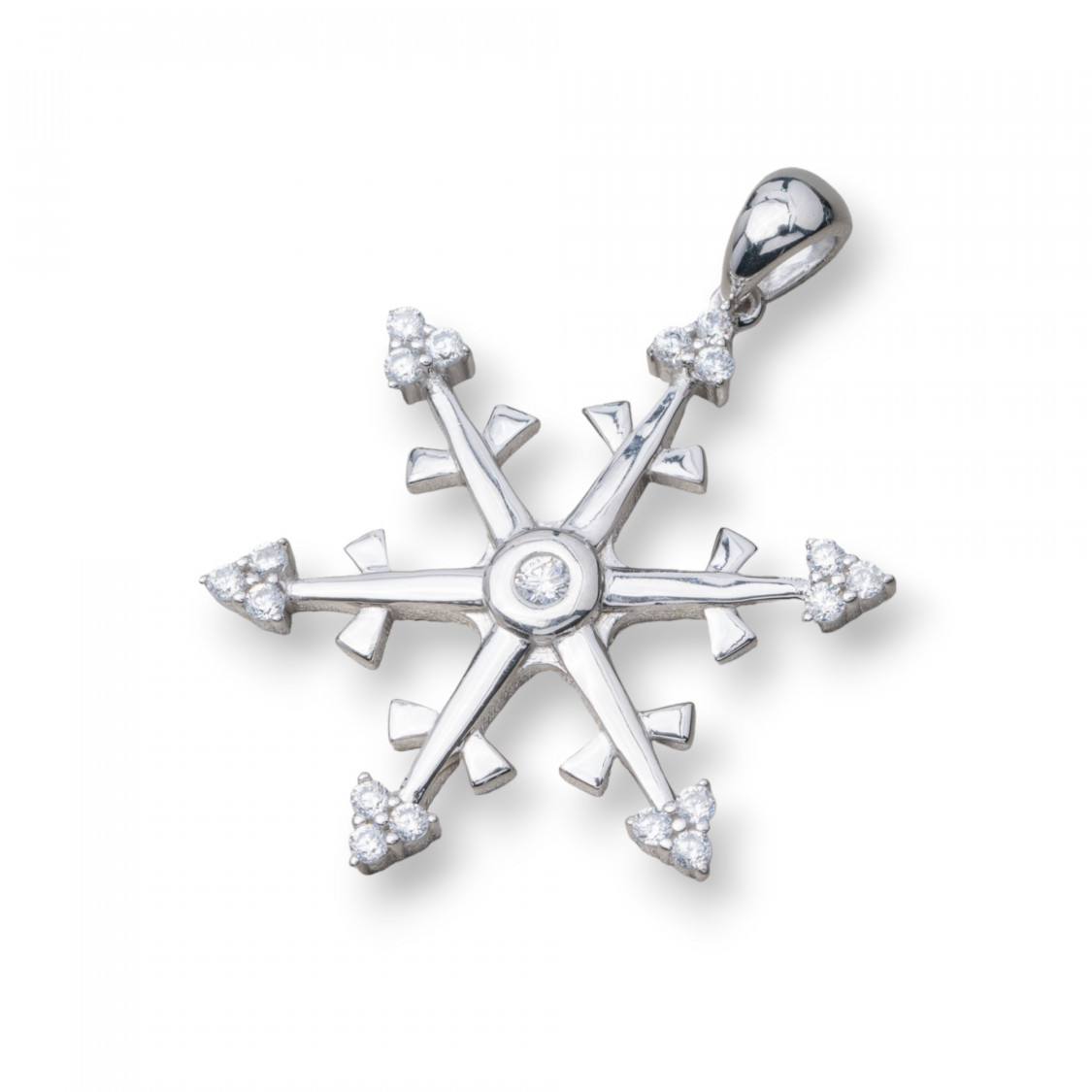 Colgante de plata 925 con circonitas en forma de copo de nieve de 30 mm-PLATA 925 DISEÑO ITALIA | Worldofjewel.com