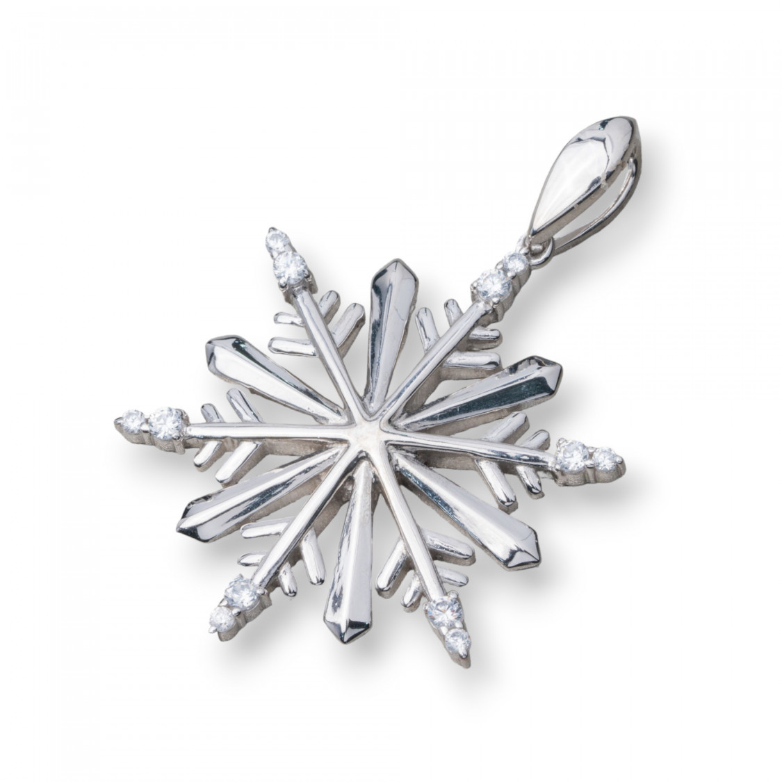 Ciondolo Pendente Di Argento 925 Con Zirconi Fiocco Di Neve 32mm-PLATA 925 DISEÑO ITALIA | Worldofjewel.com