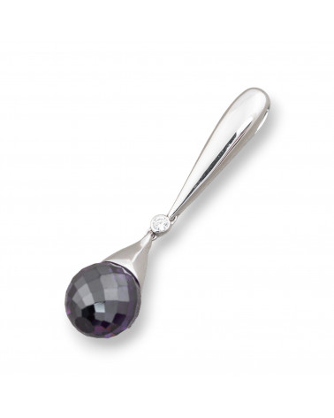 Ciondolo Pendente Di Argento 925 Con Zirconi Viola 12x51mm-ΑΣΗΜΙ 925 ΣΧΕΔΙΟ ΙΤΑΛΙΑ | Worldofjewel.com