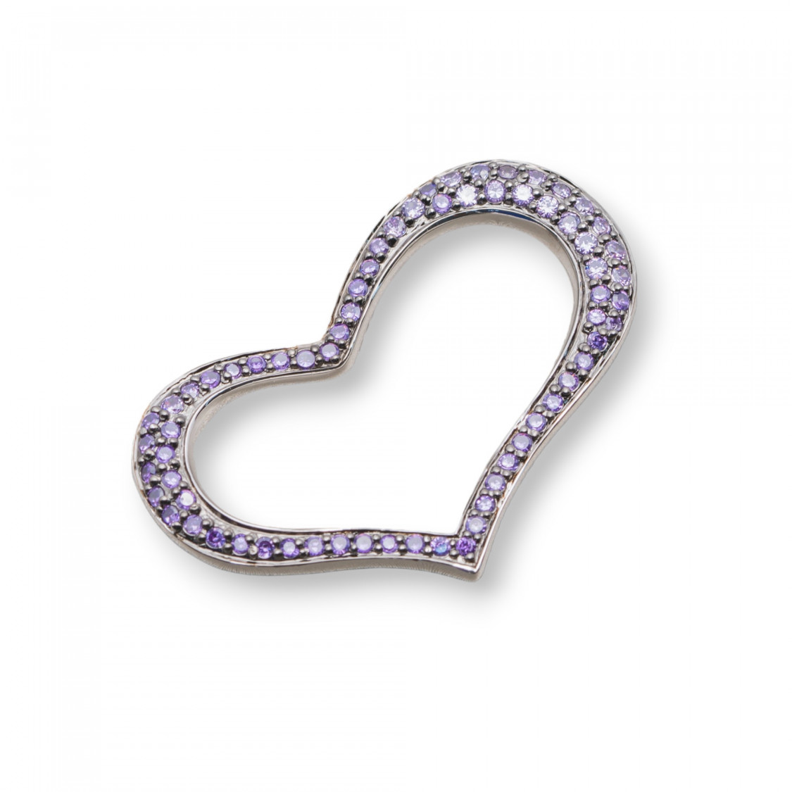 Ciondolo Pendente Di Argento 925 Cuore Forato Con Zirconi Viola 25x38mm-ΑΣΗΜΙ 925 ΣΧΕΔΙΟ ΙΤΑΛΙΑ | Worldofjewel.com