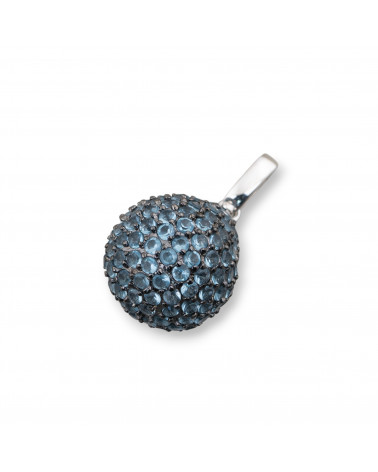 Ciondolo Pendente Di Argento 925 Di Argento Brunito Goccia Con Zirconi Celeste 16x28mm Nero-PLATA 925 DISEÑO ITALIA | Worldofjewel.com
