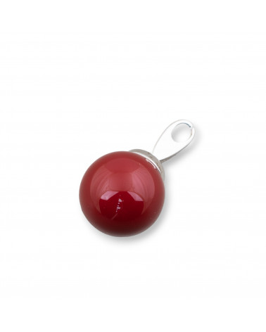 Ciondolo Pendente Di Argento 925 Gancio E Perle Di Maiorca Sfera Rosso 14x28mm-ΑΣΗΜΙ 925 ΣΧΕΔΙΟ ΙΤΑΛΙΑ | Worldofjewel.com