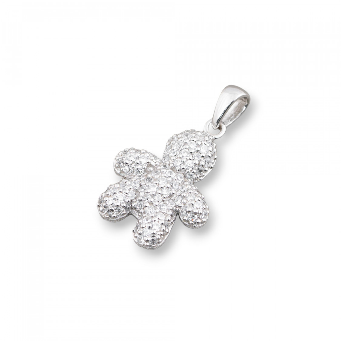 Colgante de osito de peluche en plata 925 con circonitas de 12 x 20 mm-PLATA 925 DISEÑO ITALIA | Worldofjewel.com