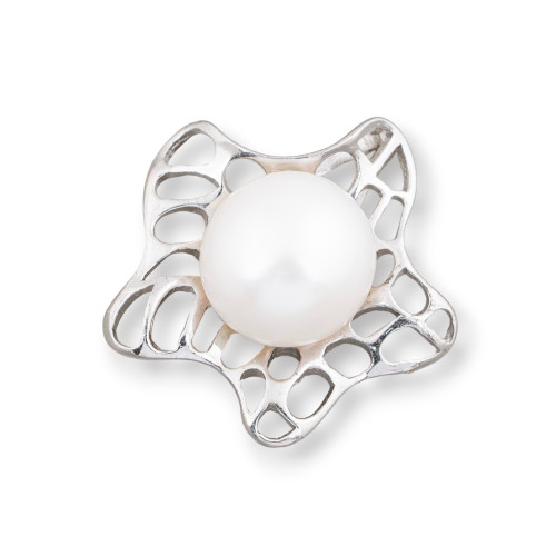 Colgante de plata 925 con filigrana de estrella de mar y perlas de agua dulce de 27 mm