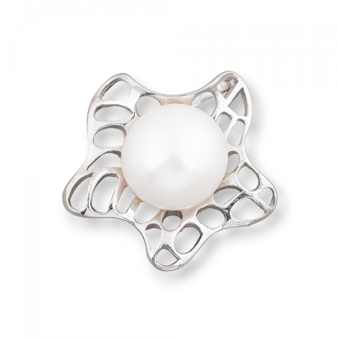 Ciondolo Pendente Di Argento 925 Stella Marina Filigranata Con Perle Di Fiume 27mm-SILBER 925 DESIGN ITALIEN | Worldofjewel.com