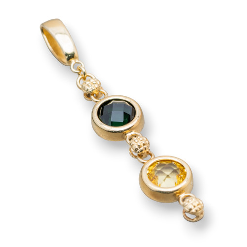 Colgante de plata 925 bañado en oro con circonitas de colores de 12 x 68 mm