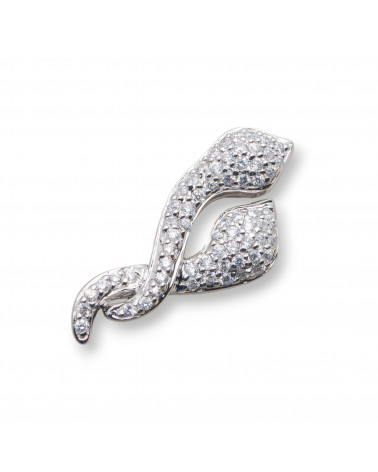 Ciondolo Pendente Gioiello in Argento 925 Serpenti Intrecciati Con Zirconi Pavè 14x30mm-ΑΣΗΜΙ 925 ΣΧΕΔΙΟ ΙΤΑΛΙΑ | Worldofjewel.com