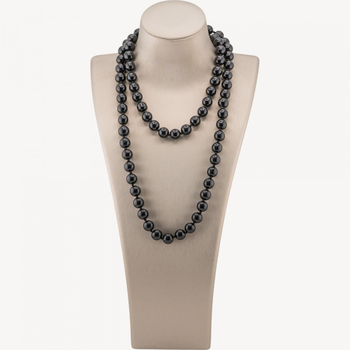 Collana Bijoux Charlestone Di Pietre Dure 10mm Annodate 90cm Giada Nera-ΣΧΕΔΙΑΣΜΟΣ ΙΤΑΛΙΑ | Worldofjewel.com