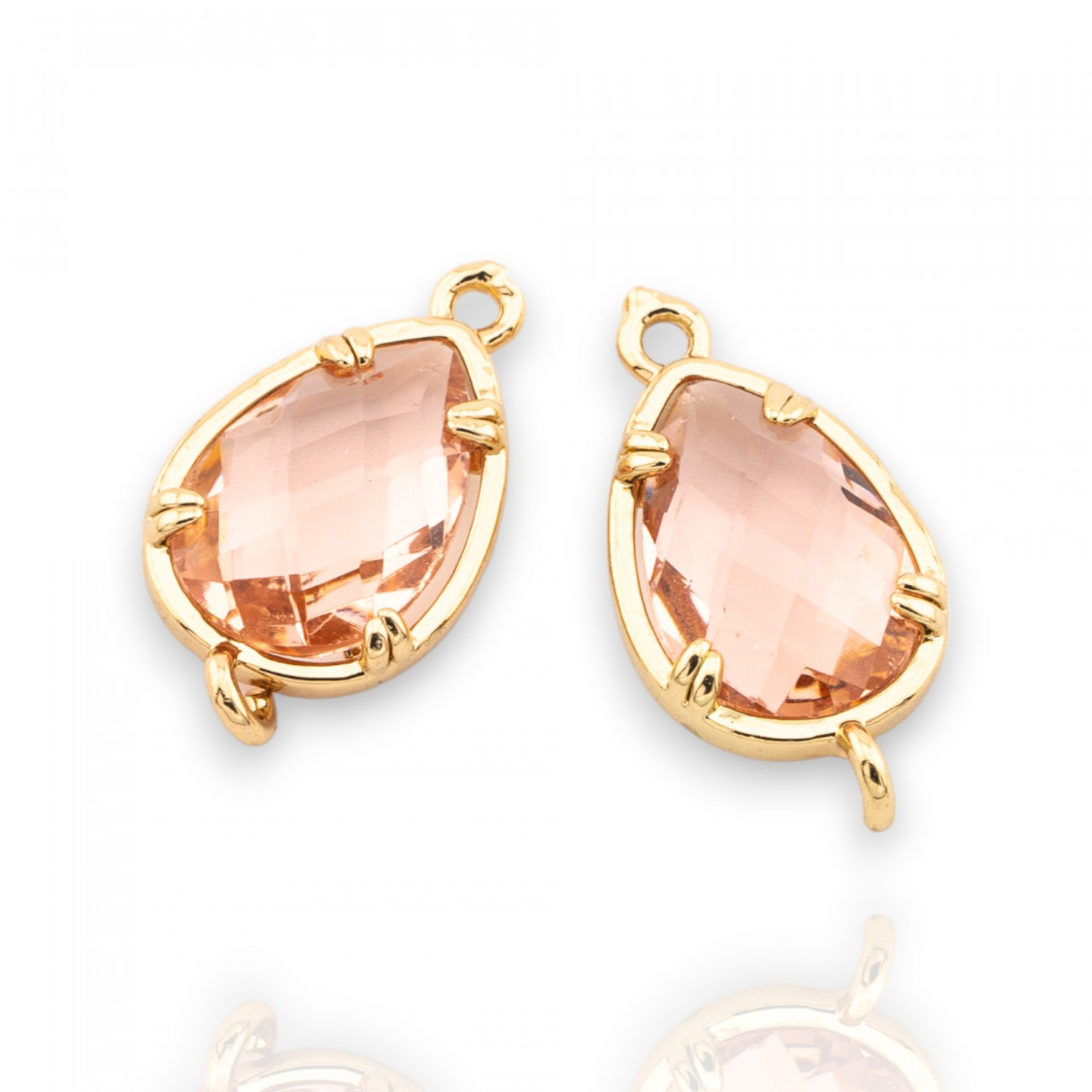 Componente Connettore Di Bronzo Con Cristalli CZ Goccia Sfaccettata 10x19mm 18pz Con 2 Anellini-LINKS CRISTALLI CZ LINEA ALYSSA | Worldofjewel.com