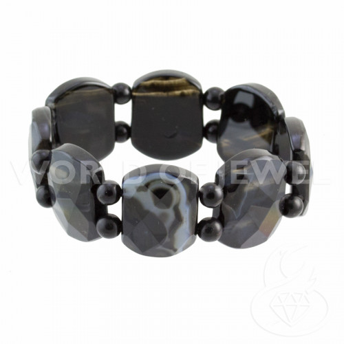 Pulsera Ágata Negra Facetada 30mm