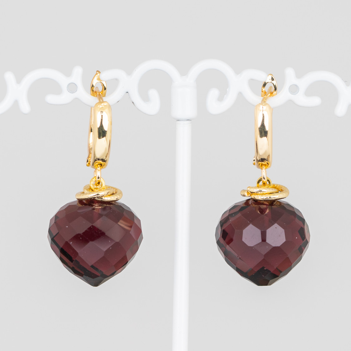 Ohrstecker aus Bronze mit 17 x 34 mm großem Kristall-Cabochon in Bordeaux-Gold-HEISSE AUSWAHL AN OHRRINGEN | Worldofjewel.com