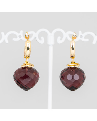 Orecchini A Perno Di Bronzo Con Cabochon Goccia Di Cristallo 17x34mm Dorato Bordeaux-ORECCHINI HOT PICKS | Worldofjewel.com