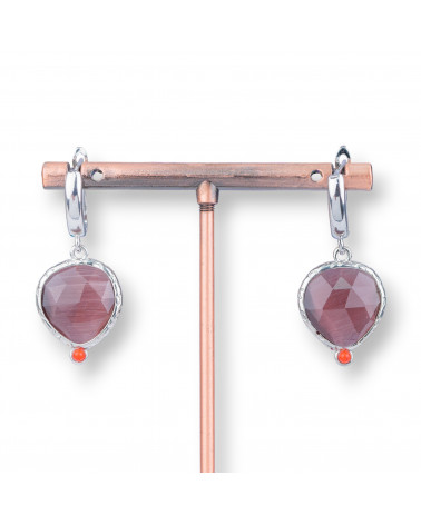 Orecchini A Perno Di Bronzo Con Occhio Di Gatto Incastonato 17x35mm-ORECCHINI MADE WITH STYLE | Worldofjewel.com